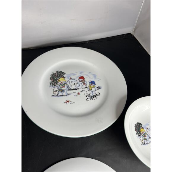 Global Design Porcelain Snowman Christmas Dinner Plate, Salad Plate, & Bowl Cute - Picture 6 of 7